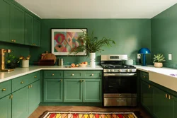 Зелено синяя кухня фото