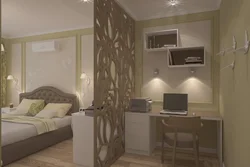 Дизайн комнаты спальня и рабочая зона в одном