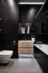 Дизайн ванны темный пол