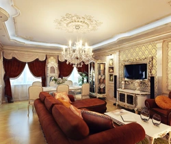 Дизайн потолка в гостиной фото классика