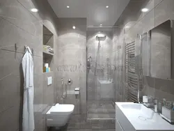 Дизайн ванной комнаты с душевой в серых тонах