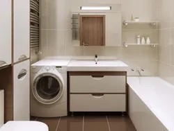 Дизайн ванной с машинкой под раковиной