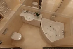 Интерьер угловой ванной совмещенной с туалетом