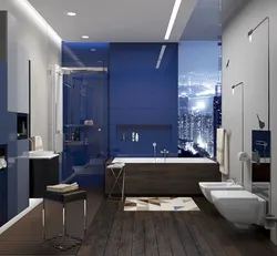 Blue white bathroom design