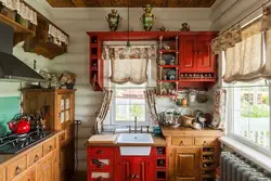 Interior of a small rustic kitchen