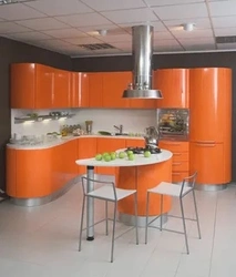 Кухонный Гарнитур Оранжевый В Интерьере Кухни