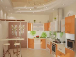 Дизайн кухни в персиковом цвете