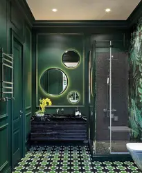 Дизайн ванной в серо зеленых тонах