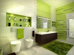Дизайн ванной в серо зеленых тонах
