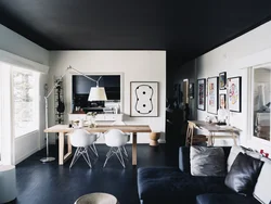 Дизайн квартиры с черным полом