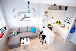Дизайн однокомнатной квартиры студии с кухней