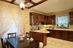 Kitchen interior in a country house with one window photo