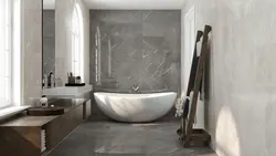 Темный керамогранит в интерьере ванной