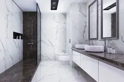 Dark porcelain tiles in the bathroom interior