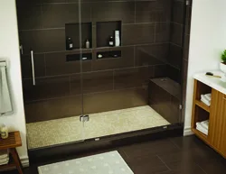 Shower cabin made of tiles photo in the bathroom interior