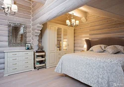 Дизайн Деревянного Дома Из Бруса Спальня Фото