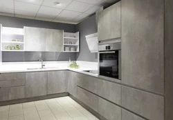 Кухня серый матовый фасад фото