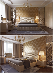 Дизайн спальни с зеркалом на стене