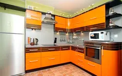 Кухня Оранжевая С Коричневым Фото