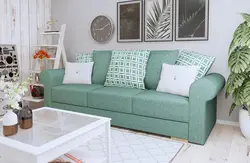 Мятный диван в гостиной фото