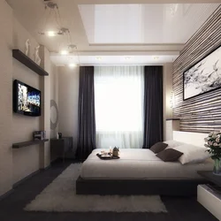 Rectangular bedroom design with balcony