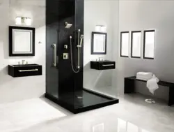 Black shower in the bathroom interior