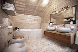 Деревянный интерьер ванной