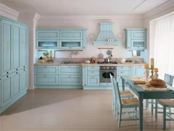 Голубо Бежевая Кухня Фото