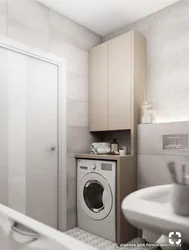 Дизайн ванны с стиральной машинкой в шкафу