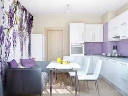 Дизайн кухни фиолетовый с белым