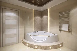 Фото ванных комнат совмещенных с угловой ванной
