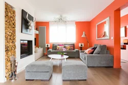 С какими цветами сочетается оранжевый цвет в интерьере гостиной