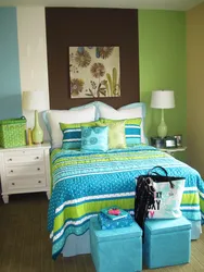 Сочетание с бирюзовым цветом в интерьере спальни фото
