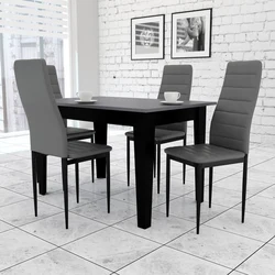 Черные стол и стулья на кухне фото