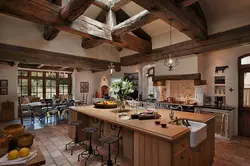 Дизайн кухни с деревянными балками