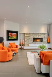 Гостиная дизайн фото оранжевый