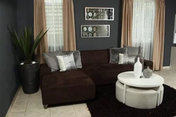 Цвет штор к коричневой мебели в гостиной фото