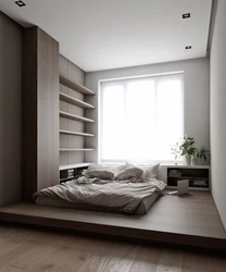 Кровать подиум в интерьере спальни