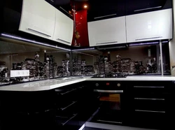 Кухня Столешница И Фартук Черный Цвет Фото