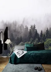 Интерьер спальни с лесом