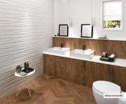 Дизайн ванной комнаты керамогранит под дерево