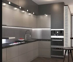 Kitchen in white and gray tones in a modern style photo