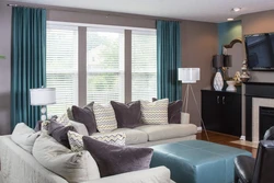 Сочетание цвета дивана и штор в гостиной фото