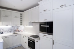 Kitchen design with white appliances