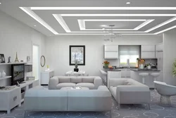 Light lines in the kitchen living room design