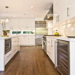 Kitchen design with wood floors