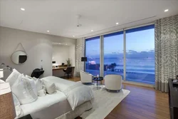 Bedroom interior with panoramic window