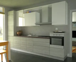 Дизайн Прямой Кухни В Современном Стиле С Холодильником