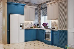 Beige kitchen with blue photo