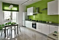 Белый серый зеленый дизайн кухни